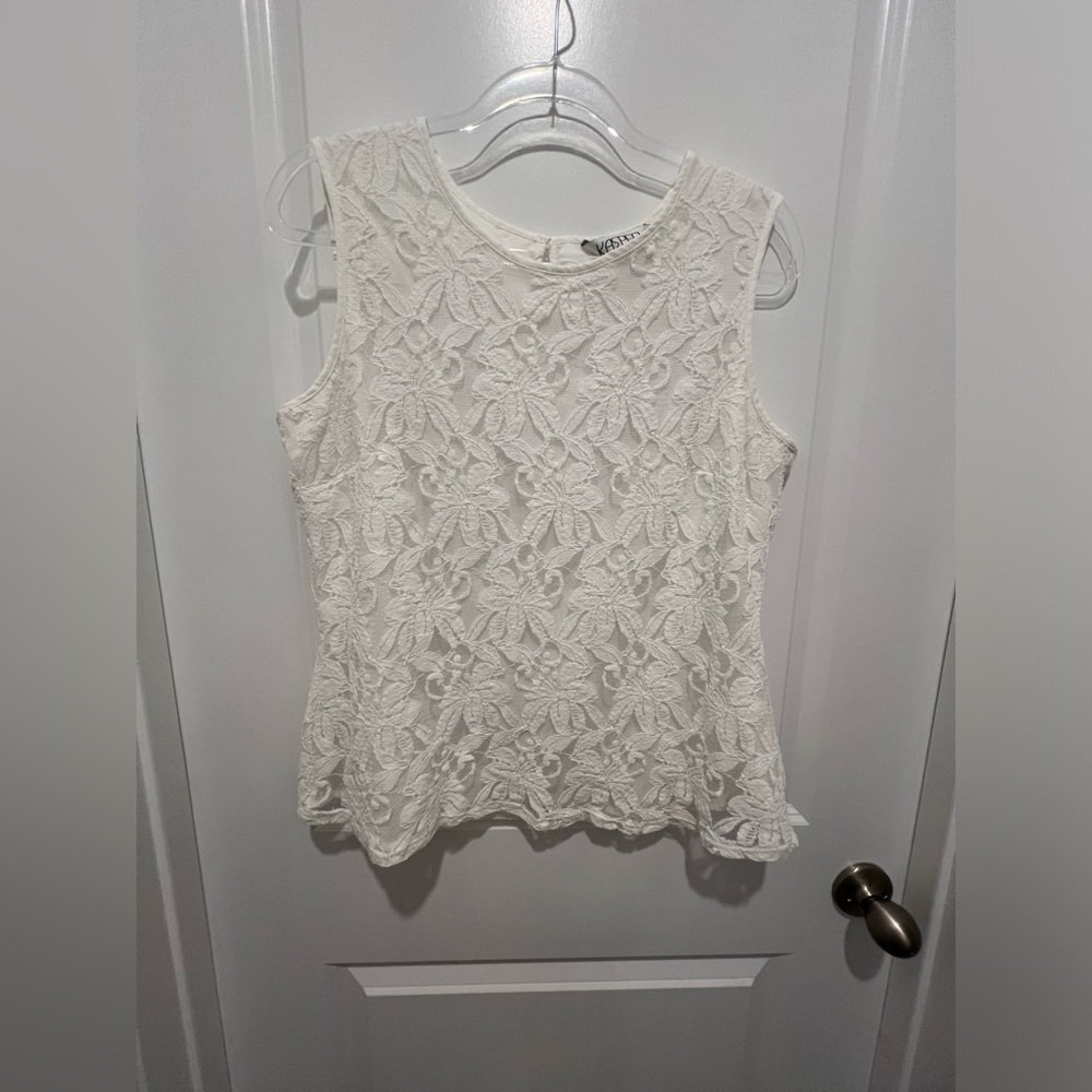 Kasper White Lace Sleeveless Top Like New